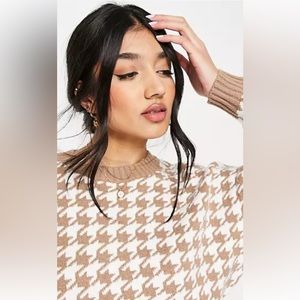 Hollister knitted sweater in houndstooth print